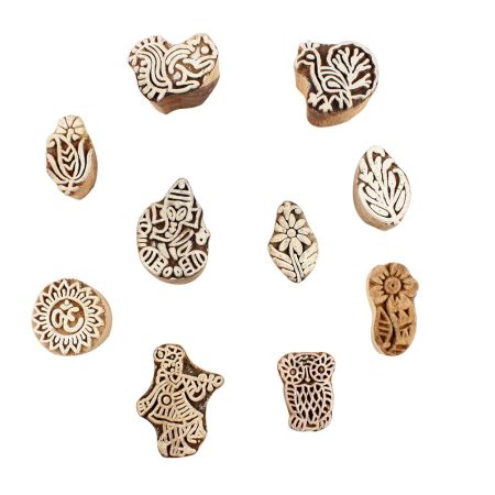 Set of 10 Piece New Mix Wooden Printing Block